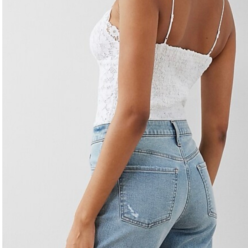 Express Allover Lace Thong White Bodysuit Medium NWOT Beautiful!! - Picture 2 of 10